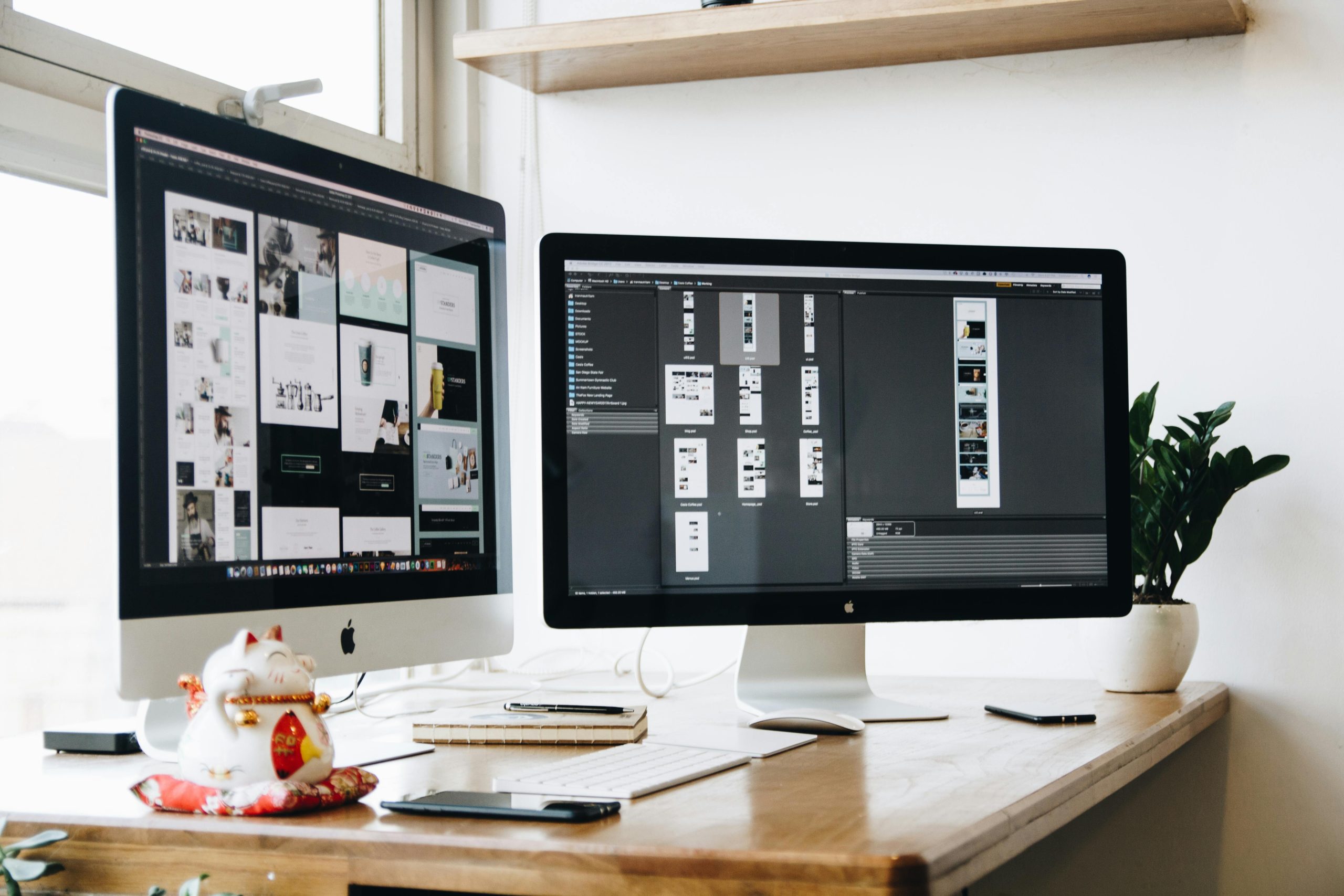 Two desktop computer monitors